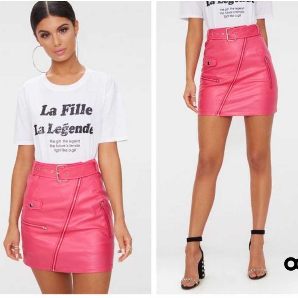 Pink leather like Skirt